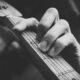 tilt shift photo of guitar clef