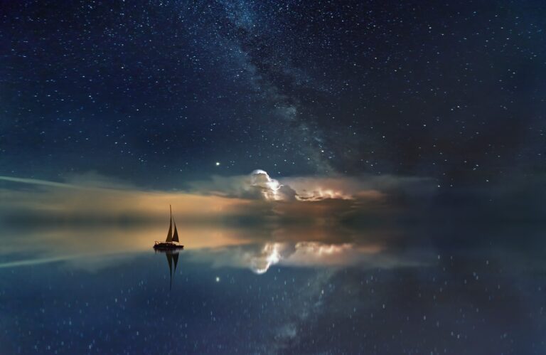 ocean, milky way, boat